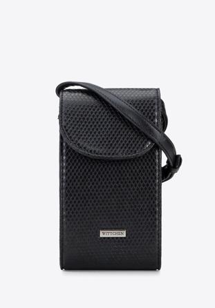 Faux leather mini phone purse, black-navy blue, 95-2Y-060-11, Photo 1