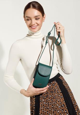 Faux leather mini phone purse, dark green, 95-2Y-060-Z, Photo 1
