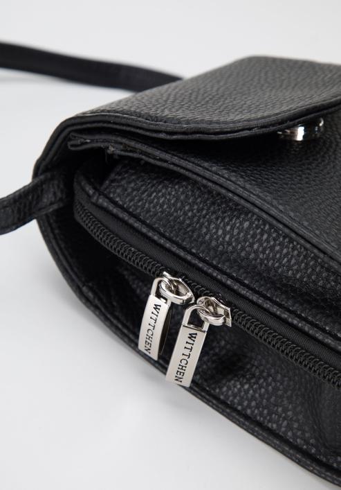 Faux leather mini phone purse, black, 95-2Y-060-1, Photo 4