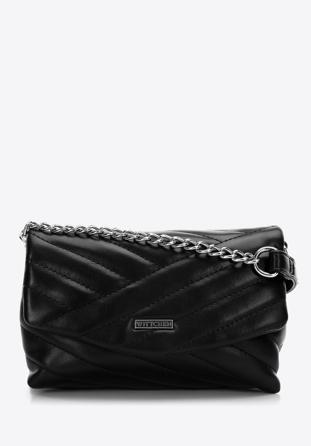 Quilted faux leather flap bag, black-silver, 97-4Y-529-1S, Photo 1