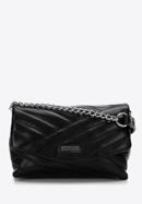 Quilted faux leather flap bag, black-silver, 97-4Y-529-1G, Photo 1