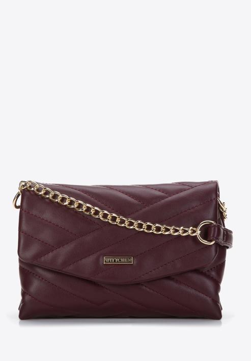 Quilted faux leather flap bag, plum, 97-4Y-529-1G, Photo 1