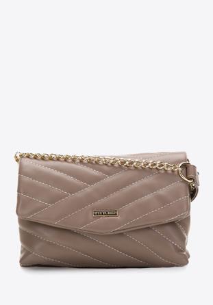 Quilted faux leather flap bag, beige, 97-4Y-529-9, Photo 1