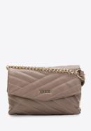 Quilted faux leather flap bag, beige, 97-4Y-529-1S, Photo 1