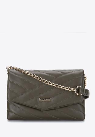 Quilted faux leather flap bag, green, 97-4Y-529-Z, Photo 1