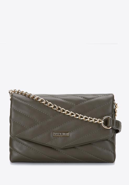 Quilted faux leather flap bag, green, 97-4Y-529-3, Photo 1