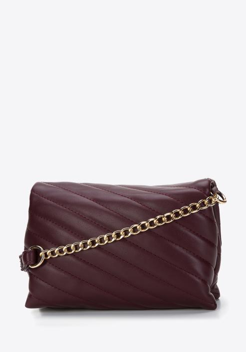 Quilted faux leather flap bag, plum, 97-4Y-529-1G, Photo 2