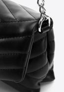 Quilted faux leather flap bag, black-silver, 97-4Y-529-Z, Photo 4