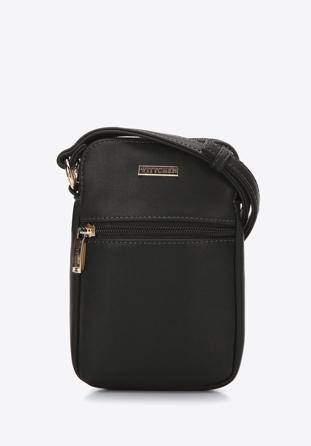 Faux leather mobile phone crossbody bag, black, 97-2Y-533-1, Photo 1
