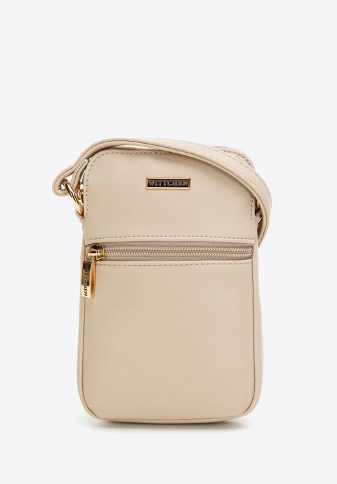 Faux leather mobile phone crossbody bag, cream, 97-2Y-533-Z, Photo 1