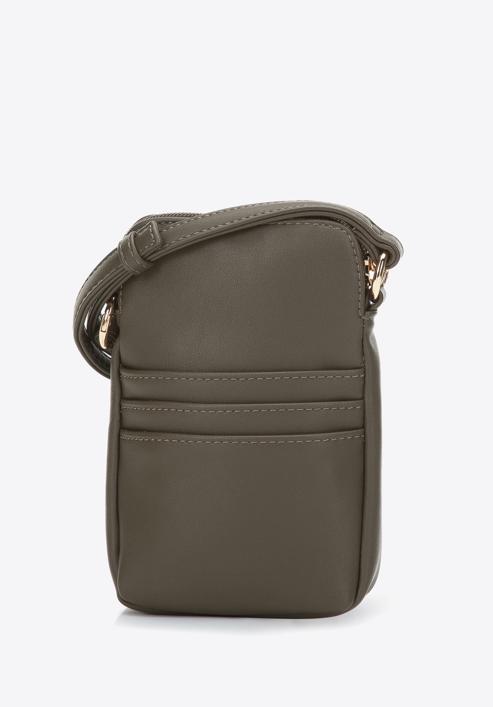 Faux leather mobile phone crossbody bag, dark green, 97-2Y-533-1, Photo 2