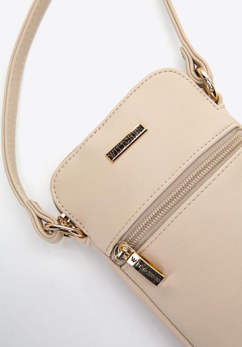 Faux leather mobile phone crossbody bag, cream, 97-2Y-533-9, Photo 4
