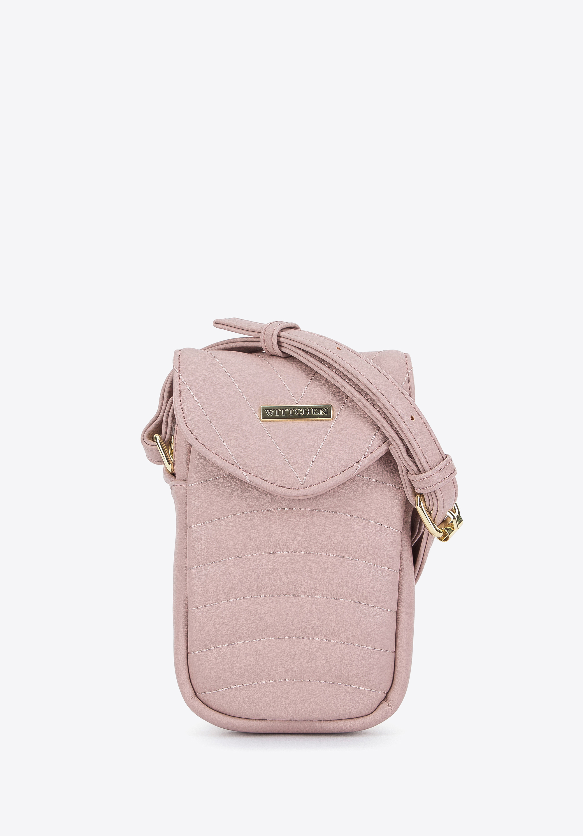 Women's quilted faux leather mini handbag, muted pink, 96-4Y-722-P, Photo 1