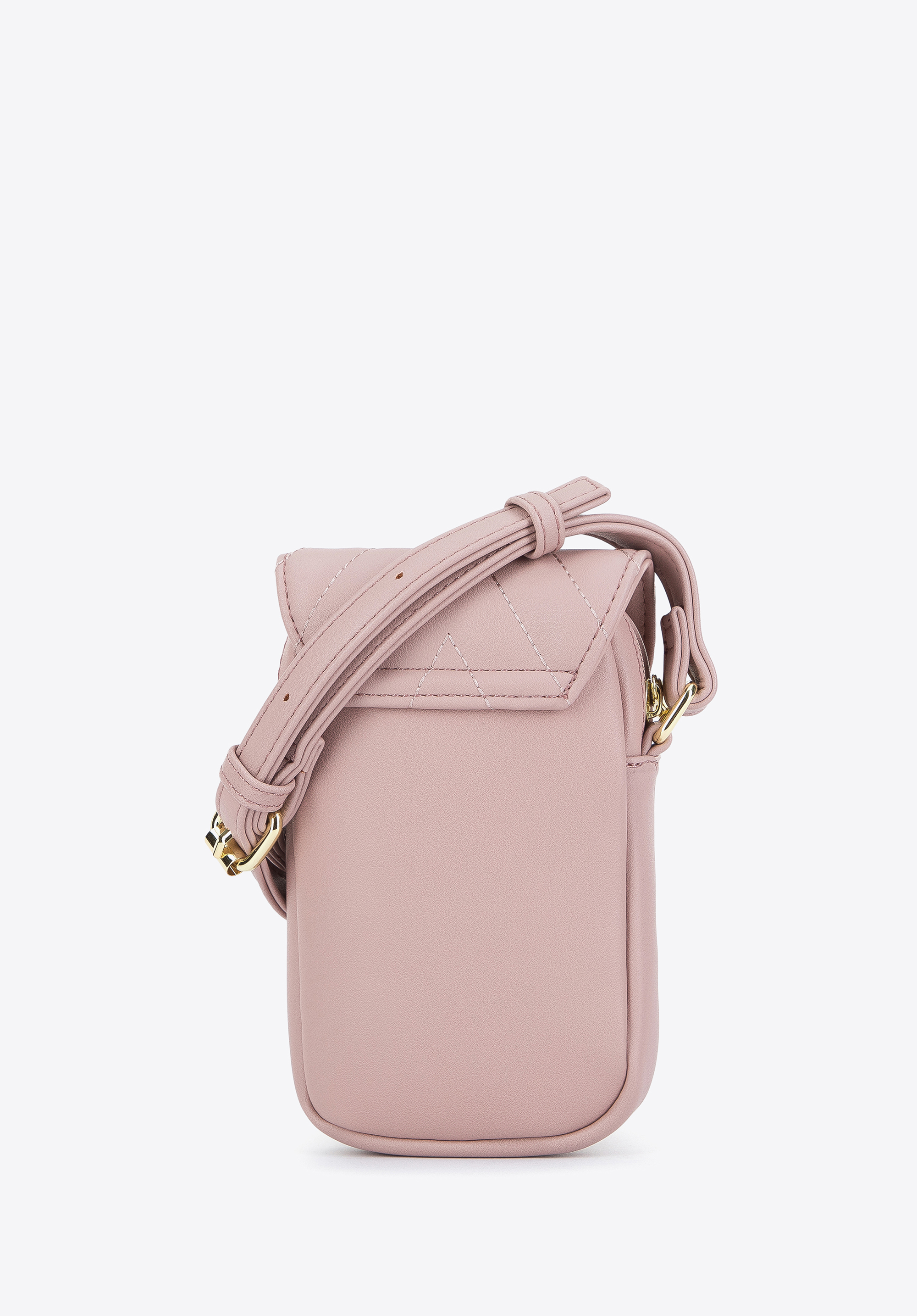 Women's quilted faux leather mini handbag, muted pink, 96-4Y-722-P, Photo 1
