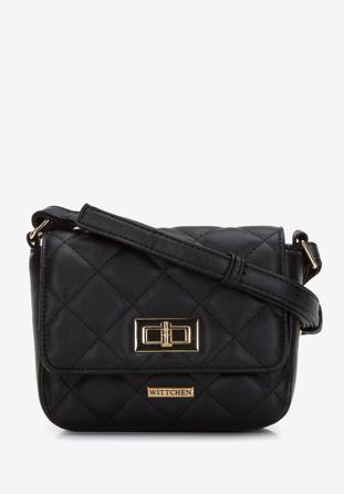 Small faux leather quilted flap bag, black, 97-4Y-246-1, Photo 1