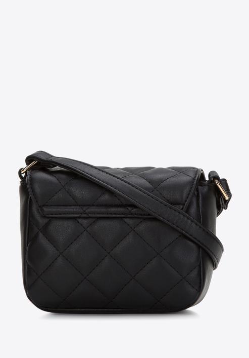 Small faux leather quilted flap bag, black, 97-4Y-246-1, Photo 2