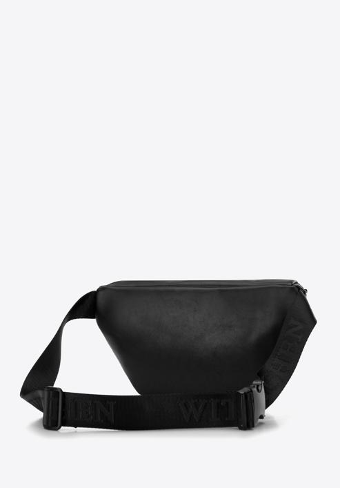 Men's faux leather waist bag with lustrous front zip, black-silver, 98-3P-504-1, Photo 2