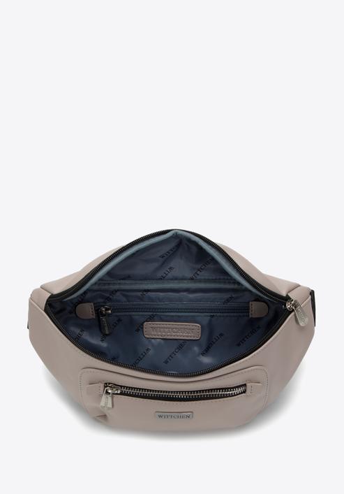 Men's faux leather waist bag with lustrous front zip, beige, 98-3P-504-1, Photo 3