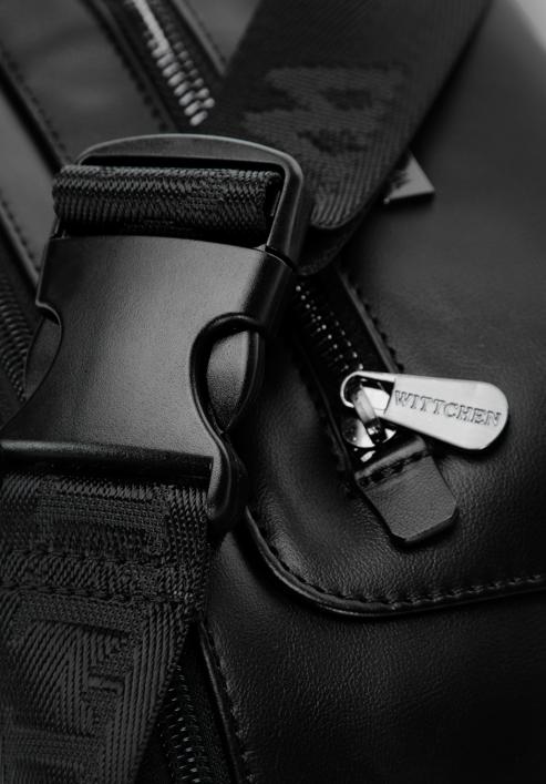 Men's faux leather waist bag with lustrous front zip, black, 98-3P-504-1, Photo 4