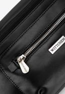 Men's faux leather waist bag with lustrous front zip, black-silver, 98-3P-504-1, Photo 4