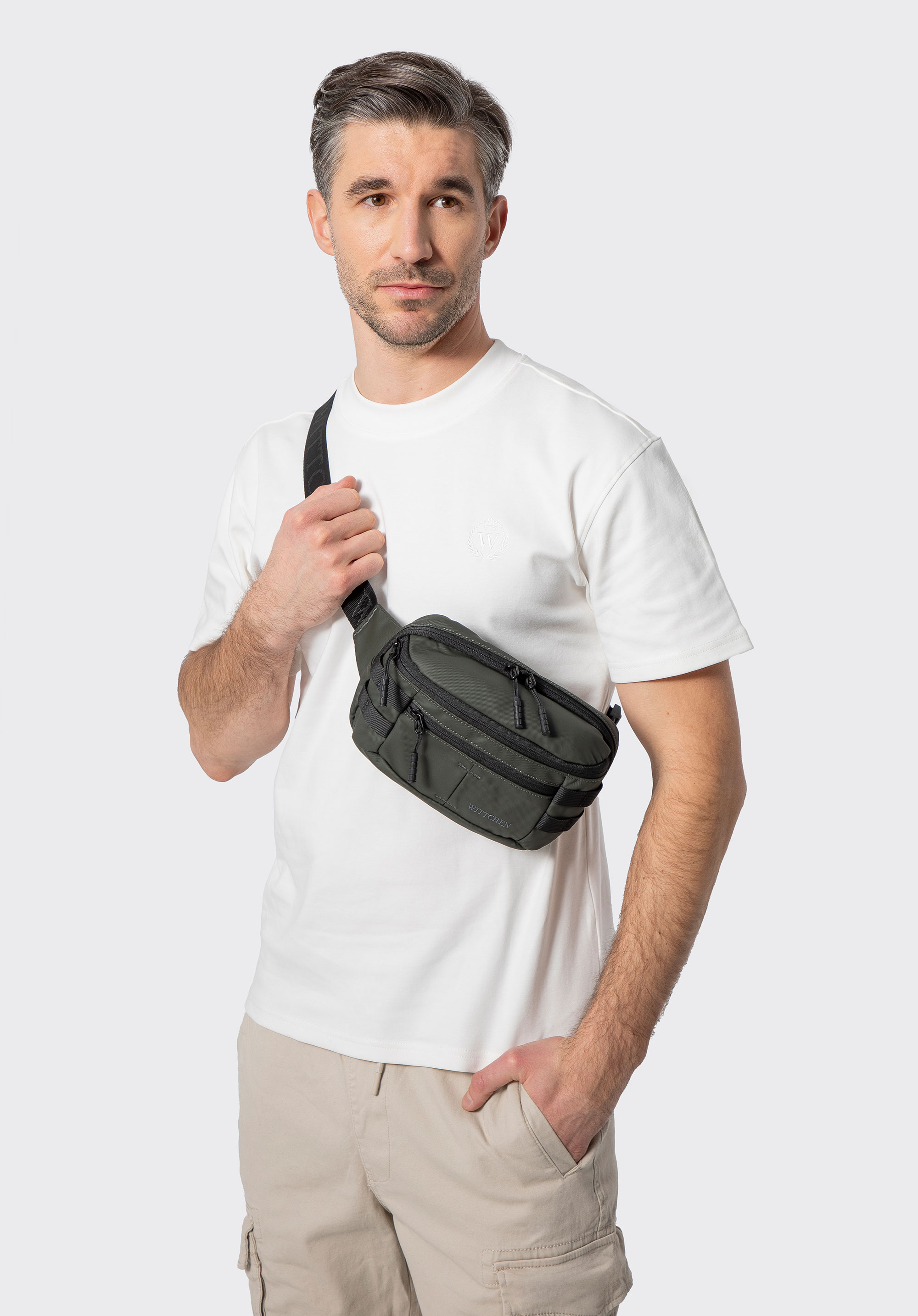 Nerka męska z ochroną RFID, khaki, 102-3P-807-8, Zdjęcie 1