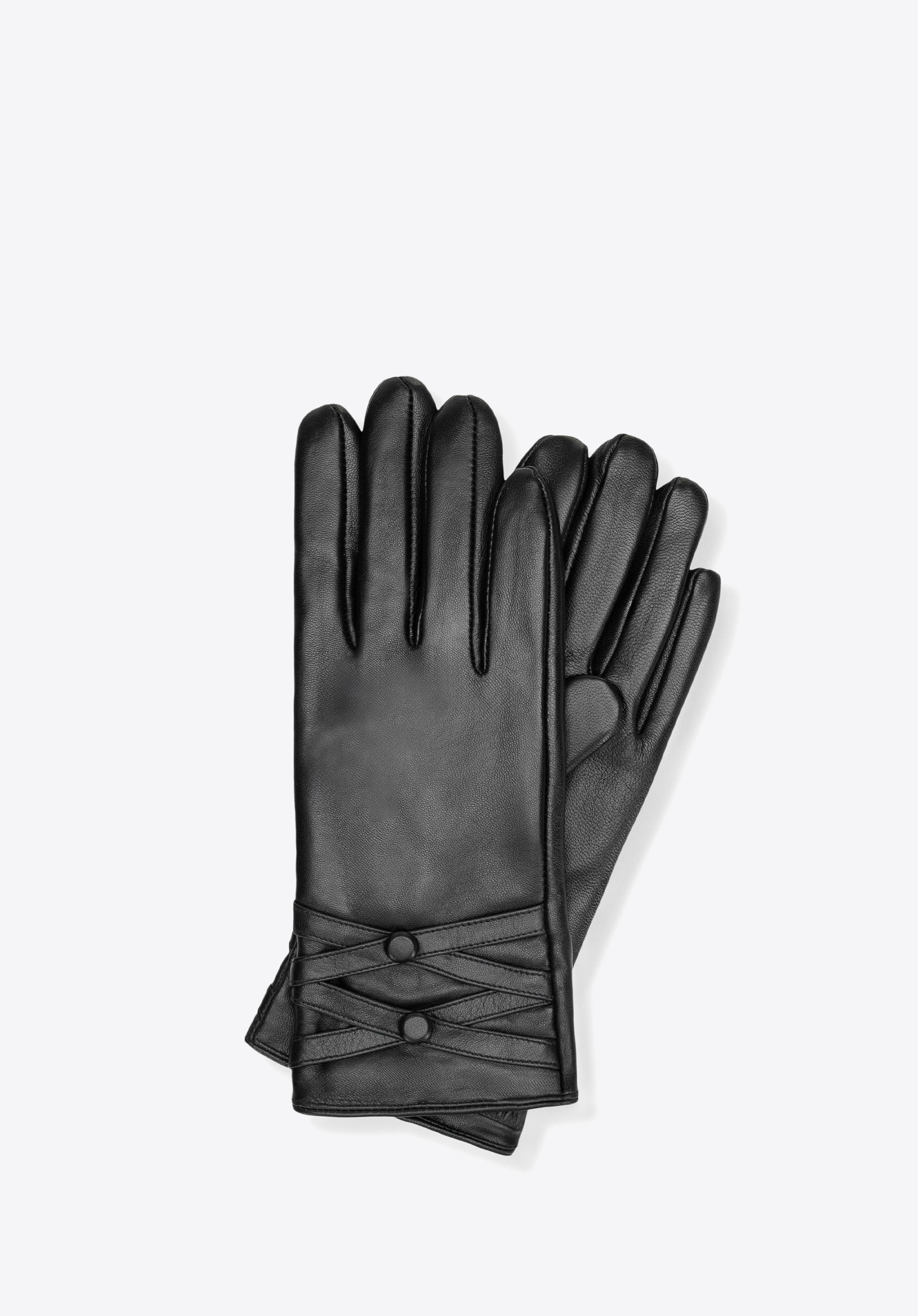 Ocieplane rękawiczki damskie ze skóry naturalnej, czarny, 39-6A-054-1-L, Zdjęcie 1