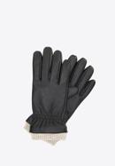 Męskie rękawiczki skórzane ocieplane klasyczne, czarny, 44-6A-703-1-XS, Zdjęcie 1