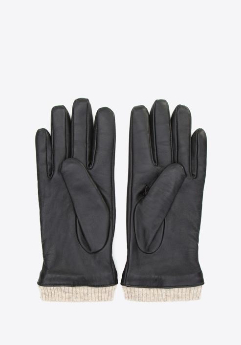Męskie rękawiczki skórzane ocieplane klasyczne, czarny, 44-6A-703-1-M, Zdjęcie 2