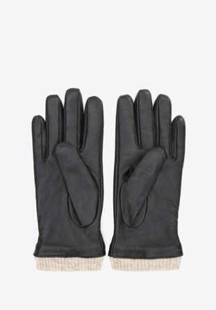 Męskie rękawiczki skórzane ocieplane klasyczne, czarny, 44-6A-703-1-L, Zdjęcie 1