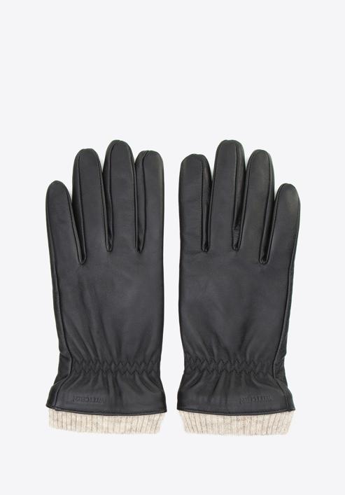 Męskie rękawiczki skórzane ocieplane klasyczne, czarny, 44-6A-703-1-XS, Zdjęcie 3