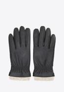 Męskie rękawiczki skórzane ocieplane klasyczne, czarny, 44-6A-703-1-S, Zdjęcie 3