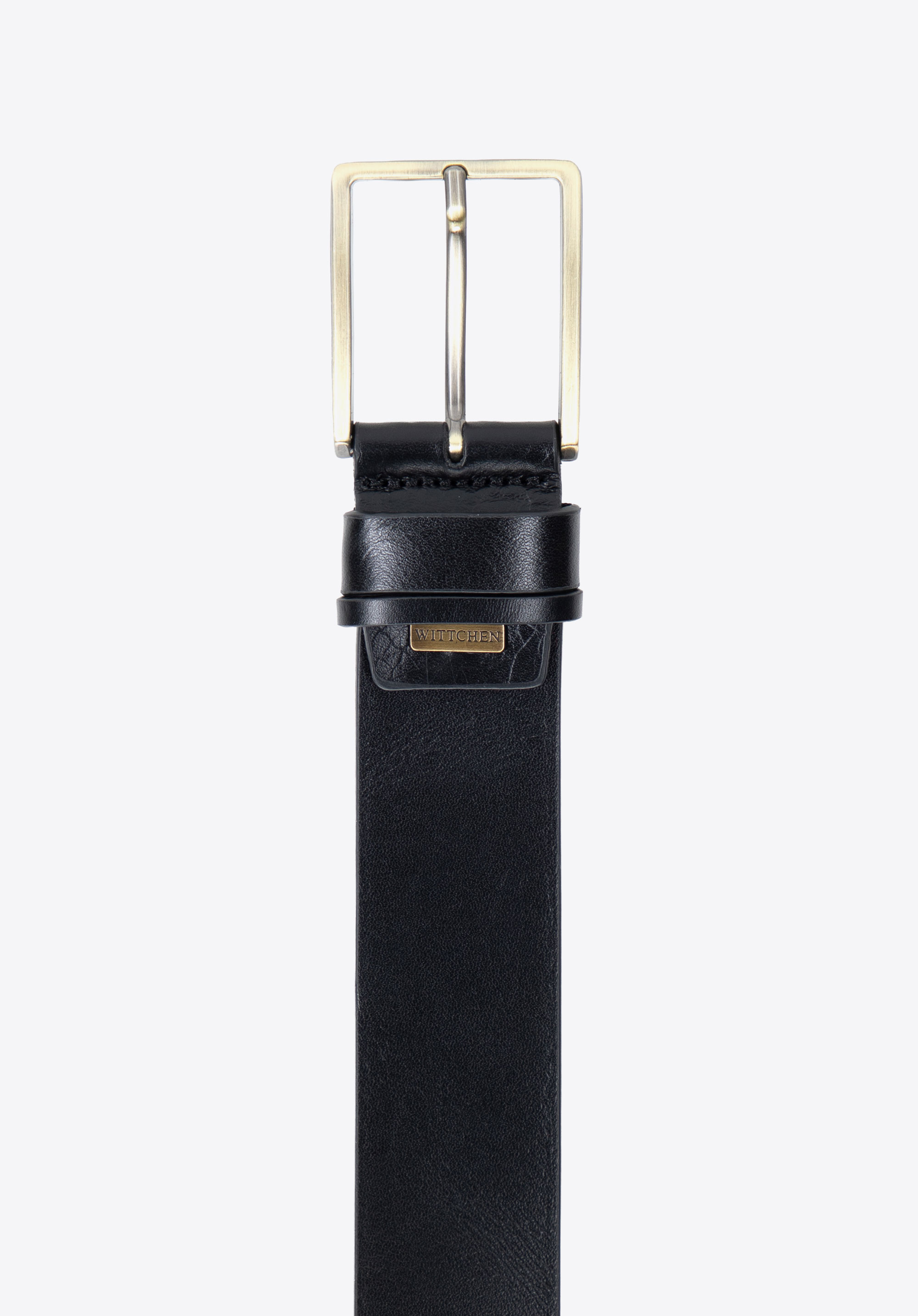 Męski pasek ze skóry naturalnej z dużą prostokątną klamrą, czarny, 103-8M-913-1-11, Zdjęcie 1