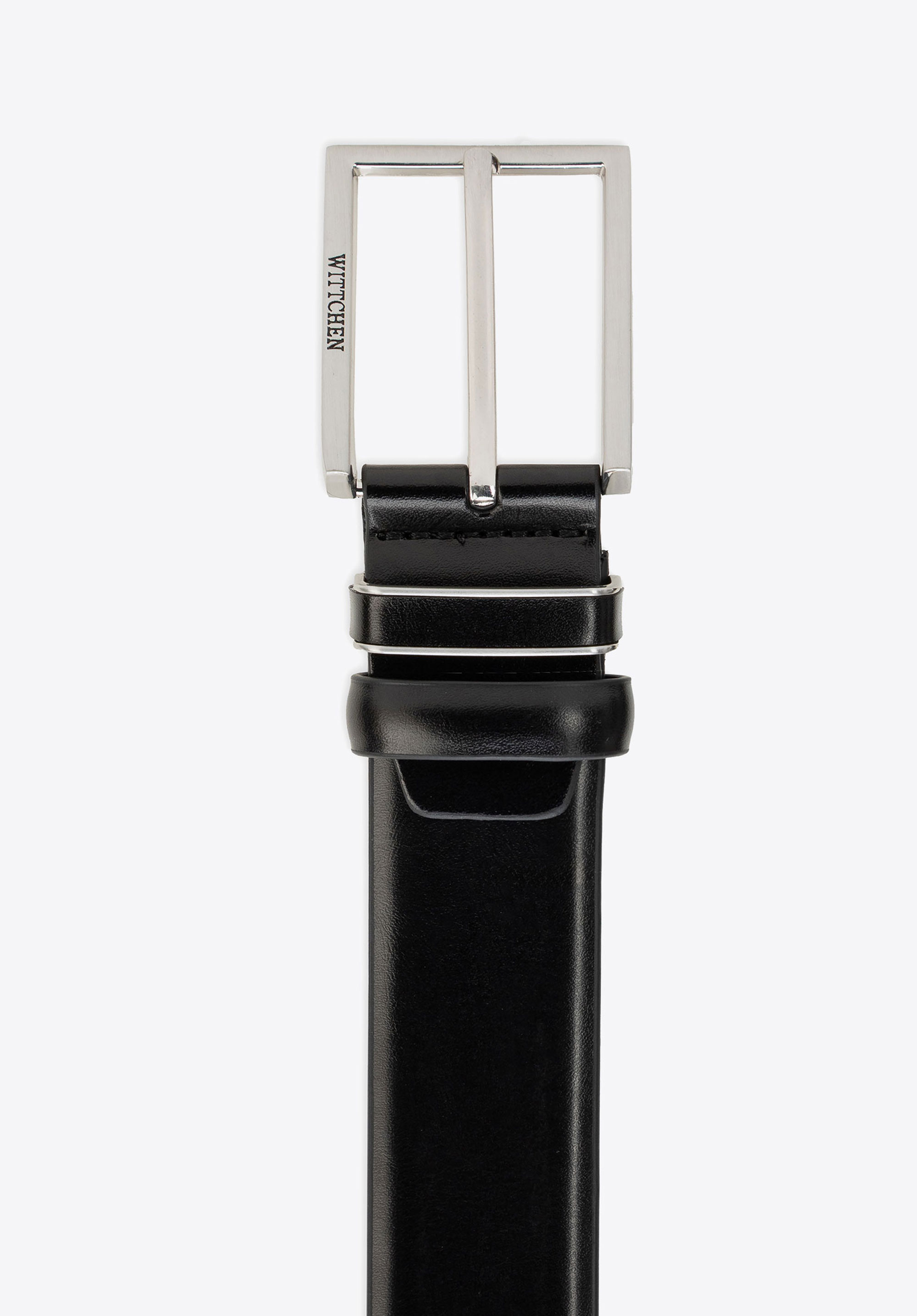 Elegancki męski pasek ze skóry naturalnej z klasyczną klamrą, czarny, 103-8M-914-1-10, Zdjęcie 1
