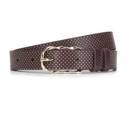 Women's leather dot belt, brown, 92-8D-301-4-L, Photo 1