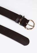 Women's leather belt with a semi-round buckle, dark brown, 97-8D-918-4-S, Photo 2