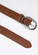 Women's leather belt with a decorative buckle, brown, 97-8D-919-4-L, Photo 2