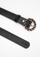 Women's leather belt with round braided buckle, black, 98-8D-100-1-XXL, Photo 2