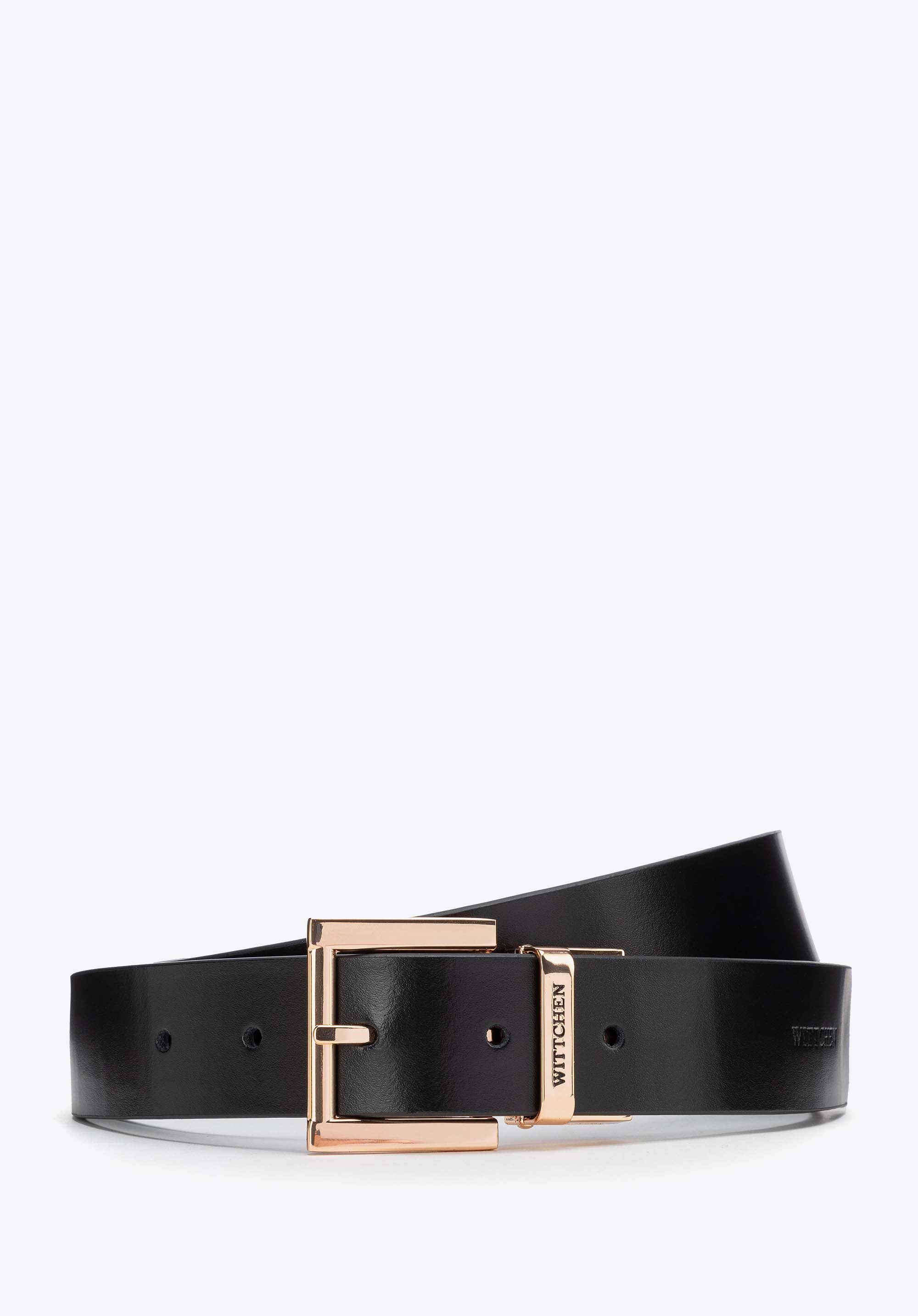 Women's reversible leather belt with croc-effect finish, black, 103-8D-214-1-L_XL, Photo 1