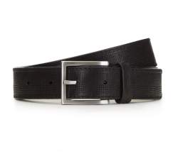 Men's leather belt, black, 91-8M-315-1-12, Photo 1