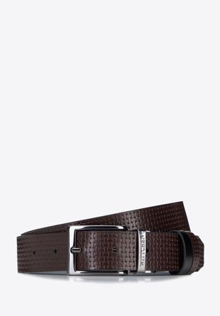 Men's leather reversible belt, brown-black, 95-8M-918-44-130, Photo 1