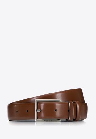 Men's leather belt with decorative belt keeper, brown, 97-8M-903-4-90, Photo 1