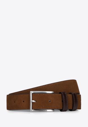 Men's leather belt, dark brown - light brown, 97-8M-907-8-10, Photo 1