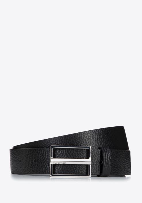 Men's leather belt, black, 97-8M-908-1-12, Photo 1