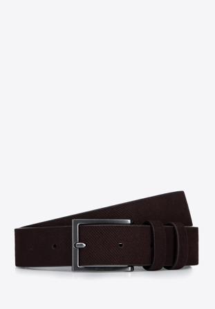 Men's suede belt, brown, 97-8M-913-4-12, Photo 1