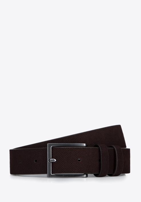 Men's suede belt, brown, 97-8M-913-1-90, Photo 1