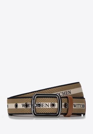 Men's branded leather belt, brown-beige, 98-8M-003-4-11, Photo 1