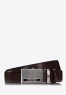 Men's leather belt with automatic buckle, brown, 98-8M-114-1-11, Photo 1