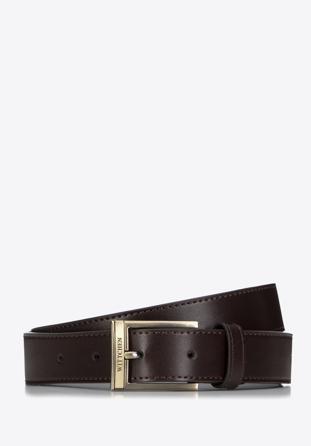 Men's slim leather belt, dark brown, 98-8M-950-4-11, Photo 1