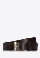 Men's slim leather belt, dark brown, 98-8M-950-1-12, Photo 1