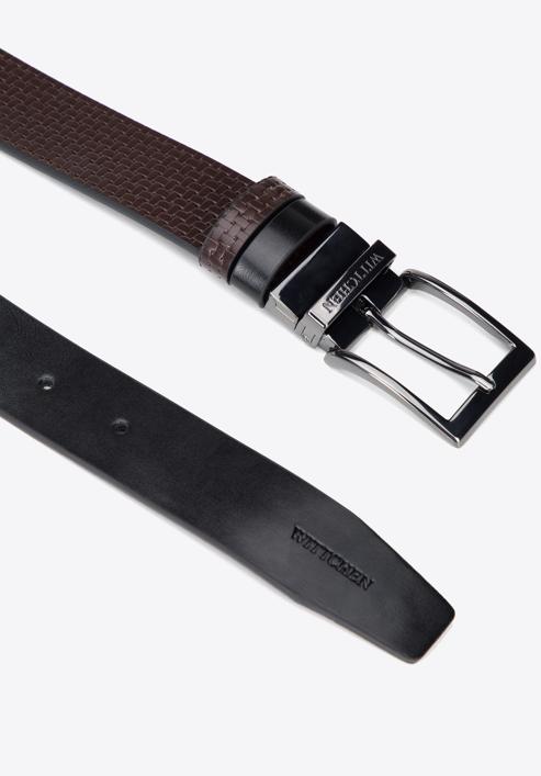 Men's leather reversible belt, brown-black, 95-8M-918-44-110, Photo 2